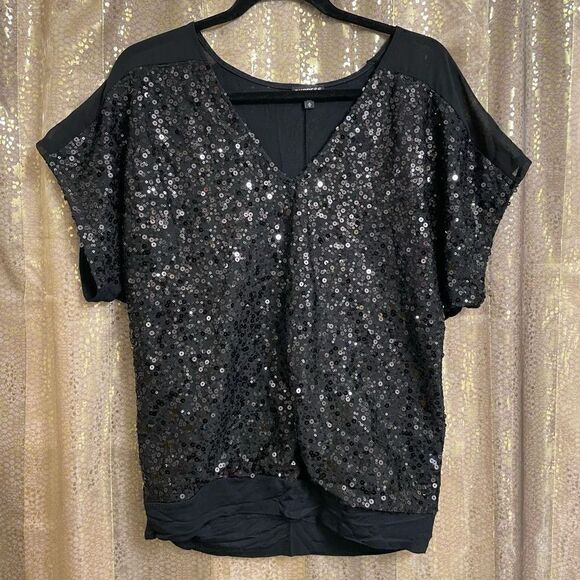 Express black multi sequin dolman style blouse, size M - Picture 1 of 5